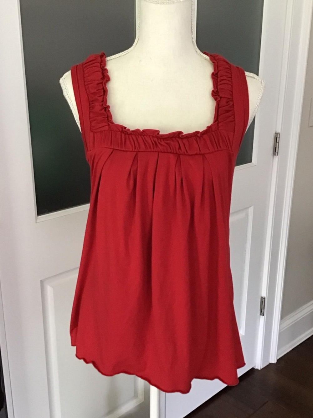 Studio Y Bold Red Ruffle Square-Neck Sleeveless Camisole